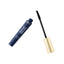 Mascara with blue casing and black brush on a white background