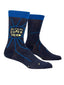 Pair of socks with spider web design and 'Actual Super Hero' text on a white background