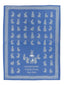 Blue towel with white bunny pattern and text 'sometimes I hide from my kids' on a white background