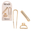 Mini Metal French Hair Pin & Clips 3pc Set - Gold