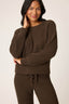 Cozy Chenille Waffle Long Sleeve Top - Chocolate
