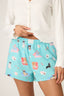 Flannel Short -Turquoise Dogs