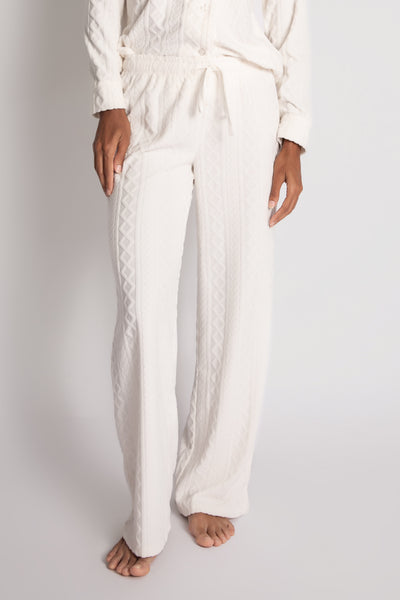 Terry Cable Crew Ivory Pant