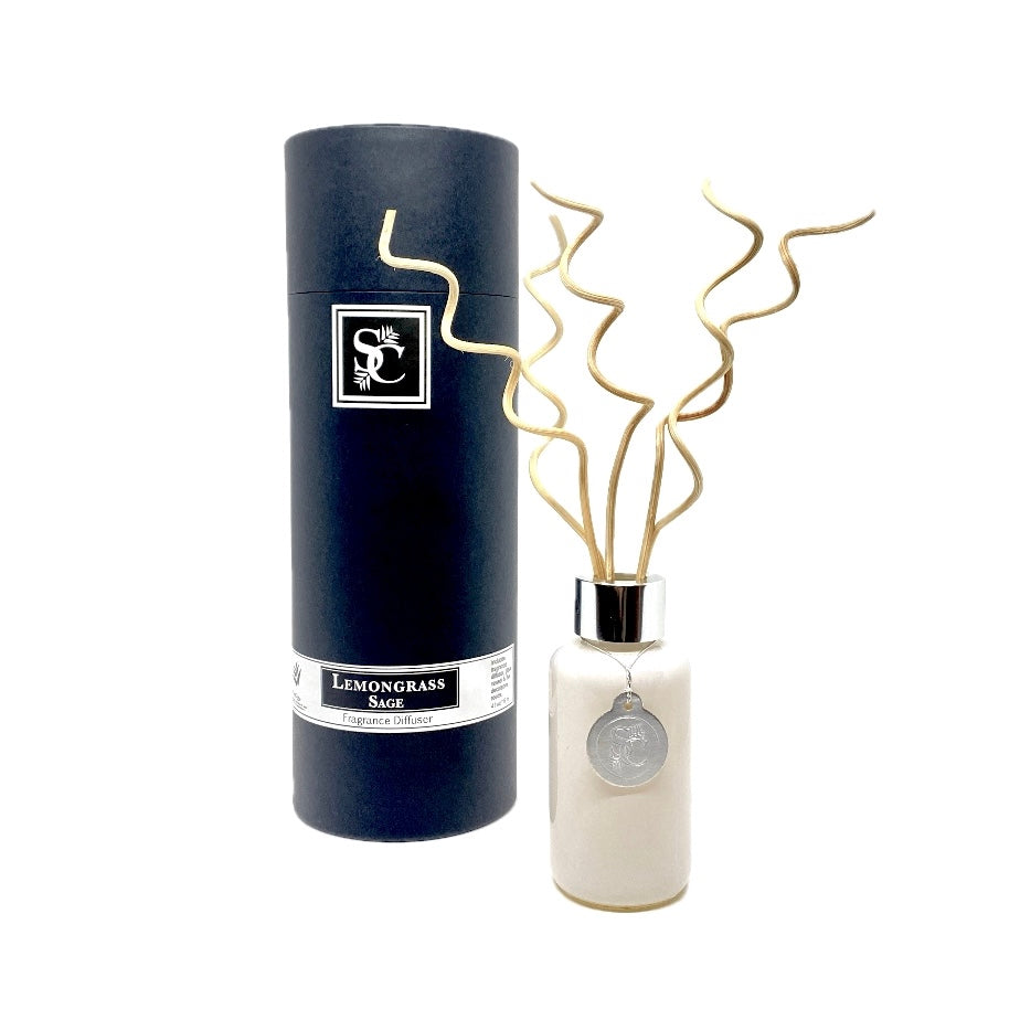 S & C Luxe Reed Diffuser 4 oz – Elegant Home Fragrance – Sage & Cedar