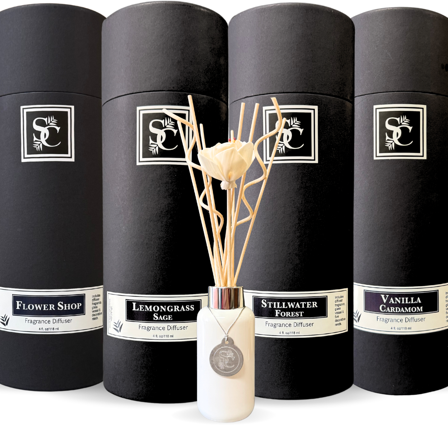 S & C Luxe Reed Diffuser 4 oz – Elegant Home Fragrance – Sage & Cedar
