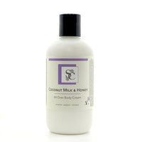 Coconut Milk and Honey all over Body Cream by Sage and Cedar. Custom fragrance.