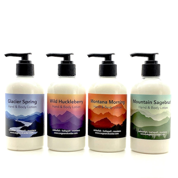 Montana Inspired Hand and Body Lotions by Sage and Cedar.
