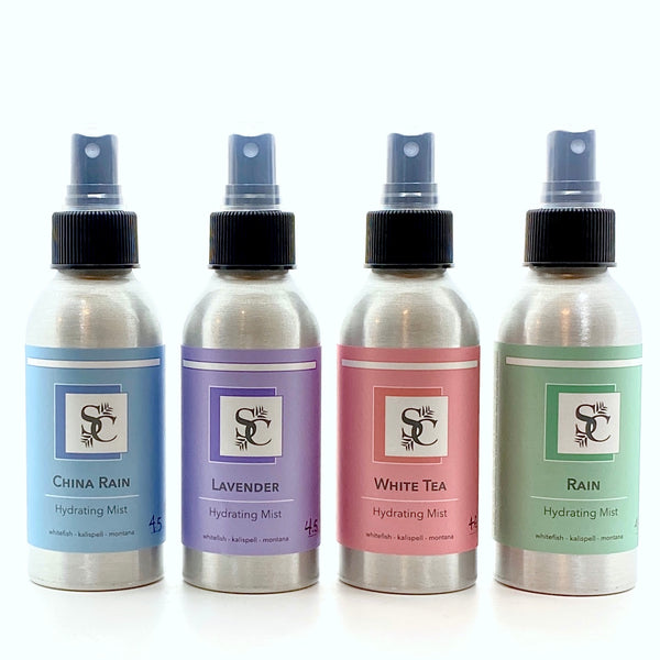 hydrating Mist in 4 of our top selling fragrances by Sage and Cedar.