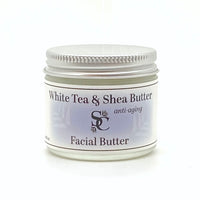 White Tea and Shea anti-aging Facial Butter by Sage and Cedar.